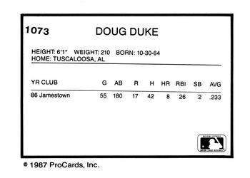 1987 ProCards #1073 Doug Duke Back