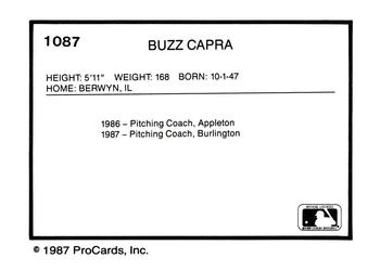 1987 ProCards #1087 Buzz Capra Back