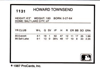1987 ProCards #1131 Howard Townsend Back