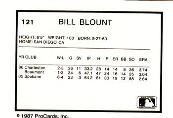 1987 ProCards #121 Bill Blount Back