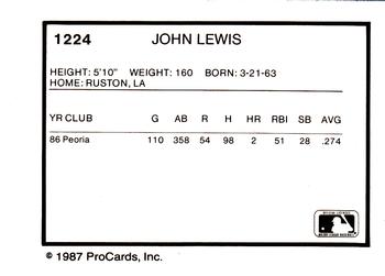 1987 ProCards #1224 John Lewis Back