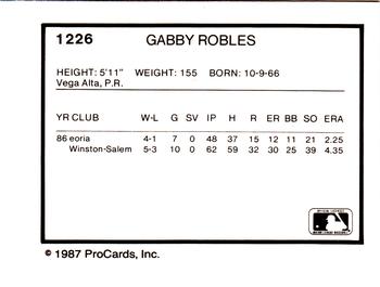1987 ProCards #1226 Gabby Robles Back