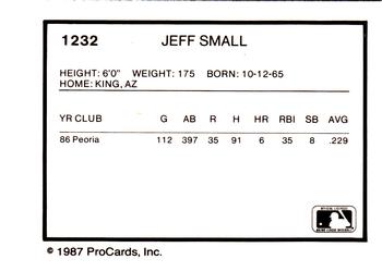 1987 ProCards #1232 Jeff Small Back