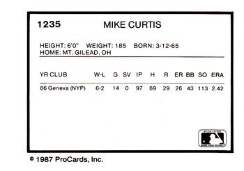 1987 ProCards #1235 Mike Curtis Back