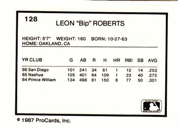 1987 ProCards #128 Leon Roberts Back