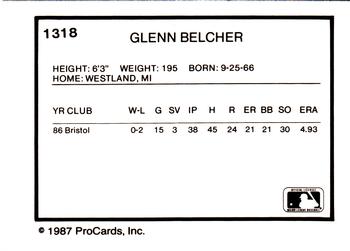 1987 ProCards #1318 Glenn Belcher Back