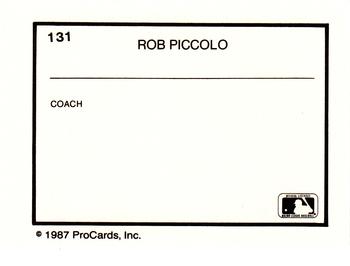 1987 ProCards #131 Rob Picciolo Back