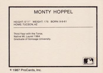 1987 ProCards #NNO Monty Hoppel Back