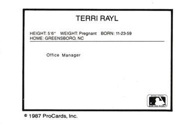 1987 ProCards #NNO Terri Rayl Back