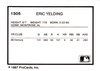 1987 ProCards #1505 Eric Yelding Back