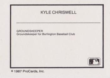 1987 ProCards #NNO Kyle Chriswell Back