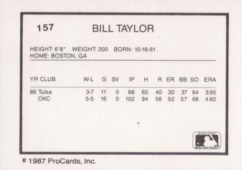 1987 ProCards #157 Billy Taylor Back