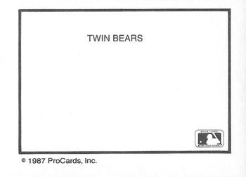 1987 ProCards #NNO Twin Bears Back