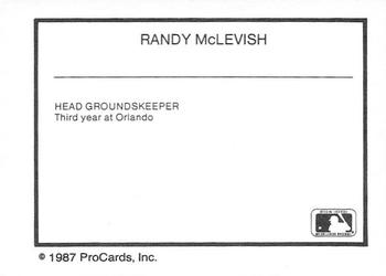 1987 ProCards #NNO Randy McLevish Back