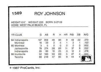 1987 ProCards #1589 Roy Johnson Back