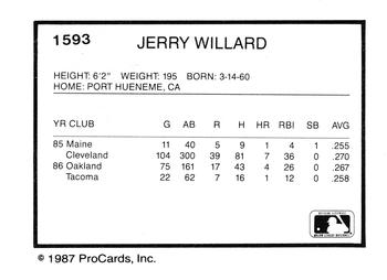 1987 ProCards #1593 Jerry Willard Back