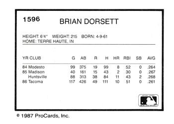 1987 ProCards #1596 Brian Dorsett Back