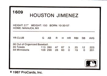 1987 ProCards #1609 Houston Jimenez Back