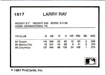 1987 ProCards #1617 Larry Ray Back
