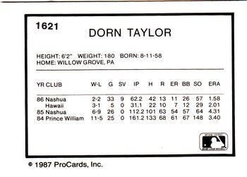 1987 ProCards #1621 Dorn Taylor Back