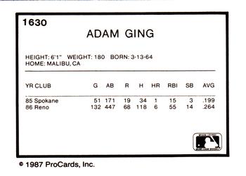 1987 ProCards #1630 Adam Ging Back