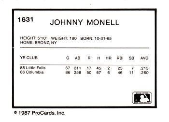 1987 ProCards #1631 Johnny Monell Back