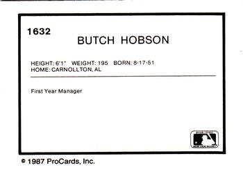 1987 ProCards #1632 Butch Hobson Back