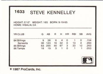 1987 ProCards #1633 Steve Kennelley Back