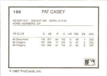 1987 ProCards #166 Pat Casey Back