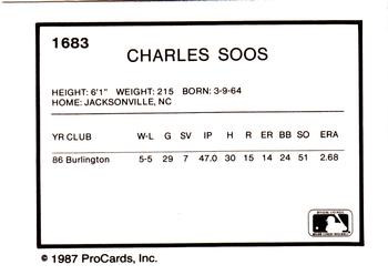 1987 ProCards #1683 Charles Soos Back