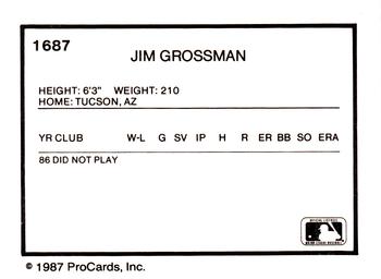 1987 ProCards #1687 Jim Grossman Back