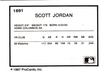 1987 ProCards #1691 Scott Jordan Back