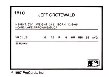 1987 ProCards #1810 Jeff Grotewold Back