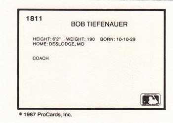 1987 ProCards #1811 Bobby Tiefenauer Back