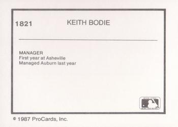 1987 ProCards #1821 Keith Bodie Back
