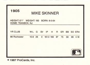 1987 ProCards #1905 Mike Skinner Back