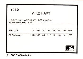 1987 ProCards #1910 Mike Hart Back