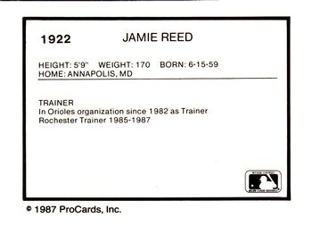 1987 ProCards #1922 Jamie Reed Back
