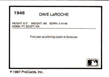 1987 ProCards #1946 Dave LaRoche Back