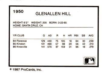 1987 ProCards #1950 Glenallen Hill Back