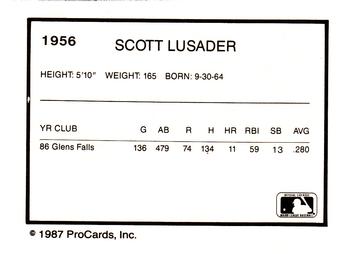 1987 ProCards #1956 Scott Lusader Back