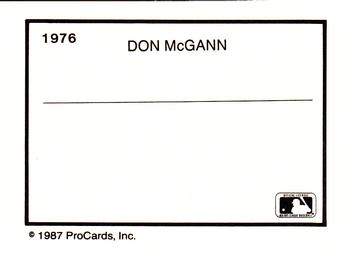 1987 ProCards #1976 Don McGann Back