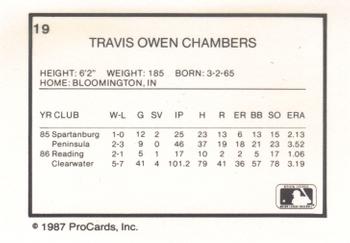 1987 ProCards #19 Travis Chambers Back