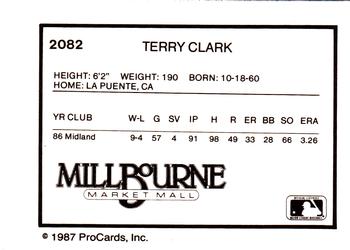 1987 ProCards #2082 Terry Clark Back