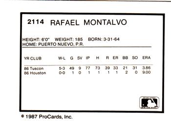 1987 ProCards #2114 Rafael Montalvo Back