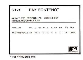 1987 ProCards #2121 Ray Fontenot Back
