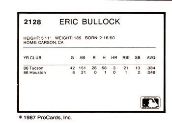 1987 ProCards #2128 Eric Bullock Back