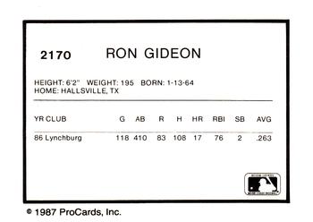 1987 ProCards #2170 Ron Gideon Back