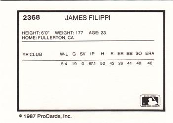 1987 ProCards #2368 James Filippi Back