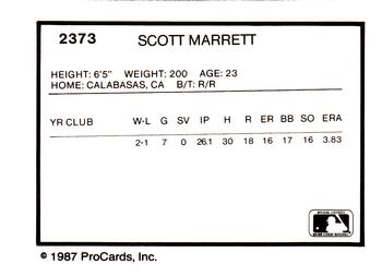 1987 ProCards #2373 Scott Marrett Back